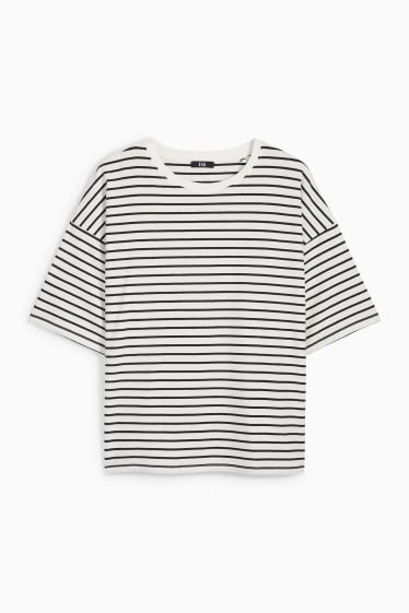 Women - T-shirt - striped - cremewhite