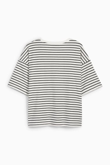 Women - T-shirt - striped - cremewhite