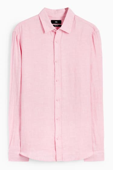 Heren - Linnen overhemd - regular fit - kent - roze