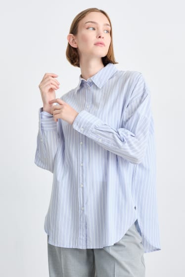 Kobiety - CLOCKHOUSE - bluzka - w paski - jasnoniebieski