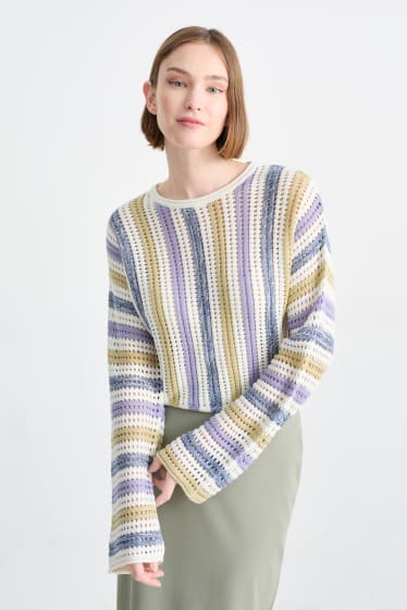 Mujer - CLOCKHOUSE - jersey crop - de rayas - violeta claro