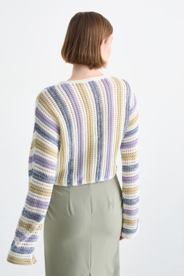 Kobiety - CLOCKHOUSE - krótki sweter - w paski - jasnofioletowy