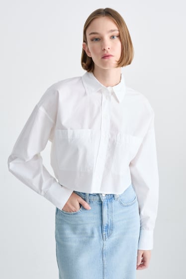 Kobiety - CLOCKHOUSE - krótka bluzka - biały