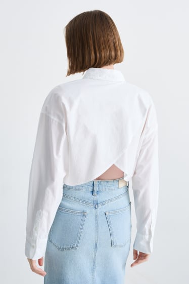 Dames - CLOCKHOUSE - korte blouse - wit