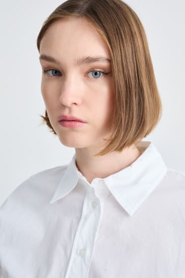 Femei - CLOCKHOUSE - bluză crop - alb