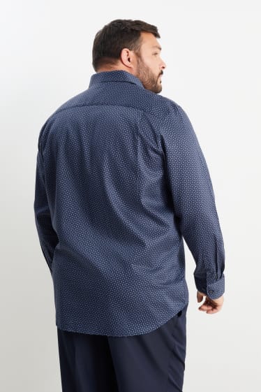 Heren - Overhemd - regular fit - kent - gemakkelijk te strijken - met patroon - donkerblauw