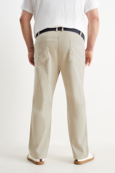 Mężczyźni - Spodnie z paskiem - regular fit - jasny beż