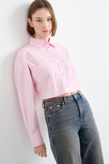 Femei - CLOCKHOUSE - bluză crop - roz