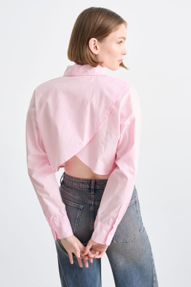Dames - CLOCKHOUSE - korte blouse - roze