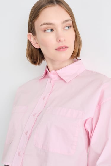 Damen - CLOCKHOUSE - Crop Bluse - rosa