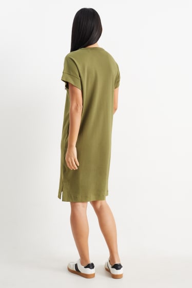 Damen - Basic-T-Shirt-Kleid - grün