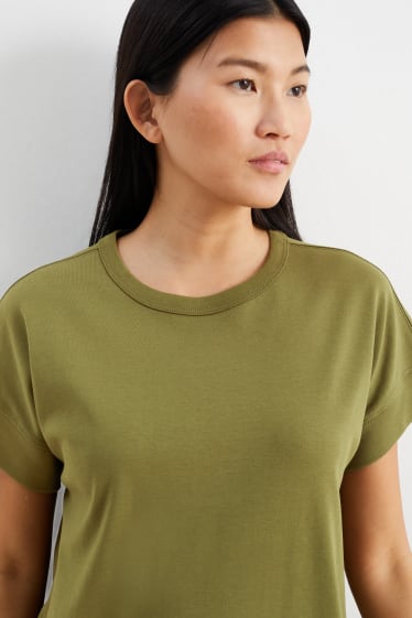 Dames - Basic T-shirtjurk - groen