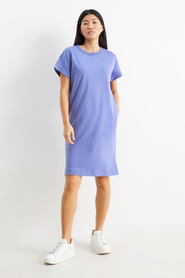Dámské - Tričkové šaty basic - fialová