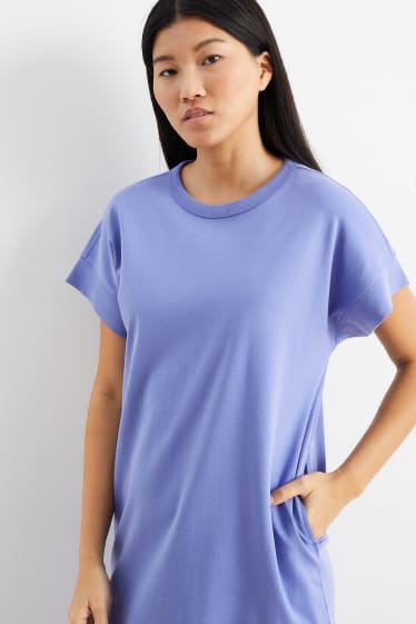Damen - Basic-T-Shirt-Kleid - violett