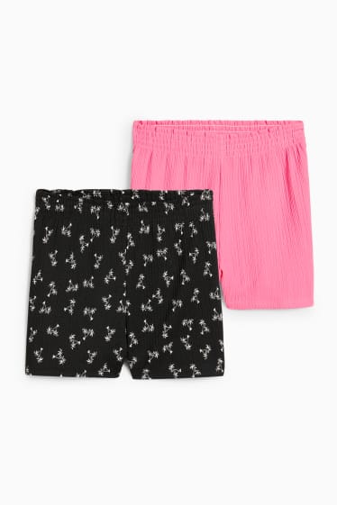 Kinderen: meisjes - Set van 2 - shorts - zwart