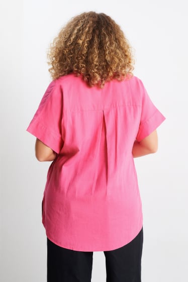 Damen - Bluse - Leinen-Mix - pink