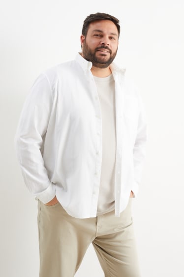 Pánské - Oxfordská košile - regular fit - button-down - krémově bílá