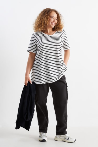 Femmes - Pantalon cargo - mid waist - straight fit - noir