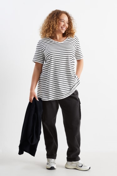 Dames - Cargobroek - mid waist - straight fit - zwart