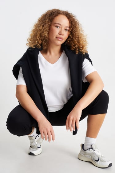 Dona - Paquet de 2 - samarreta de màniga curta - Stretch - LYCRA® - negre/blanc