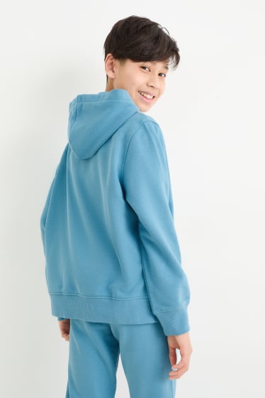 Dětské - Tepláková bunda s kapucí - tyrkysová