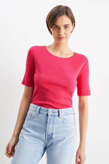 Femei - Tricou basic - roz închis