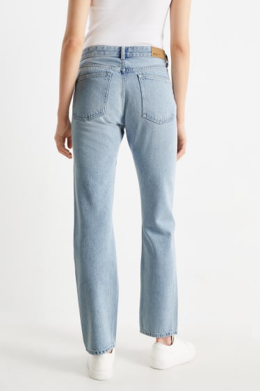 Women - Straight jeans - mid-rise waist - denim-light blue