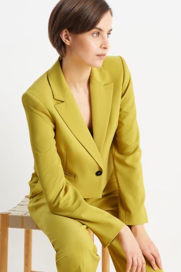 Women - Cropped blazer - relaxed fit - mustard yellow