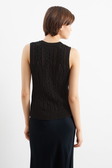 Women - Slipover - cable knit pattern - black