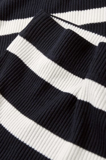 Women - Knitted skirt - striped - dark blue