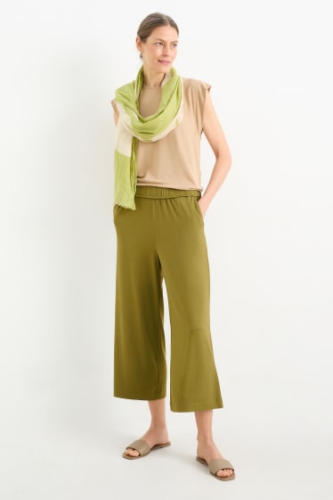 Mujer - Pantalón básico de punto - straight fit - verde oscuro