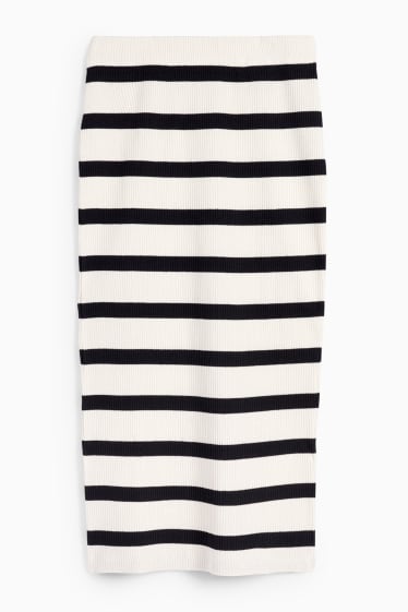 Women - Knitted skirt - striped - cremewhite