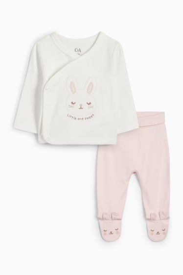 Babies - Bunny rabbit - newborn outfit - 2-piece - white / rose