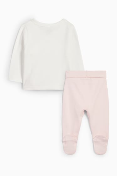 Babys - Häschen - Erstlingsoutfit - 2 teilig - weiß / rosa