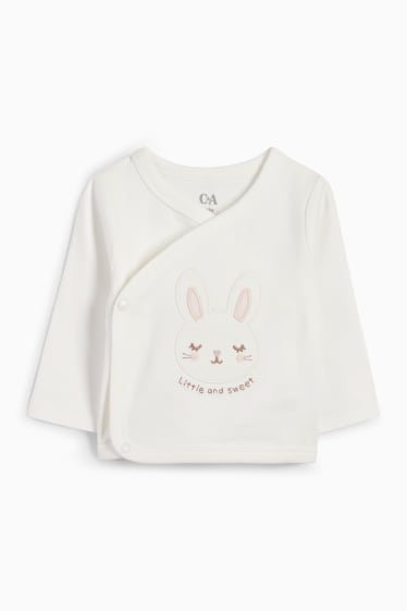 Bébés - Petits lapins - ensemble pour nouveau-né - 2 pièces - blanc / rose
