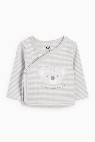 Miminka - Medvídek koala - outfit pro novorozence - 2dílný- pruhovaný - světle šedá