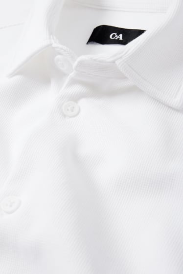 Heren - Overhemd - regular fit - kent - met structuur - crème wit