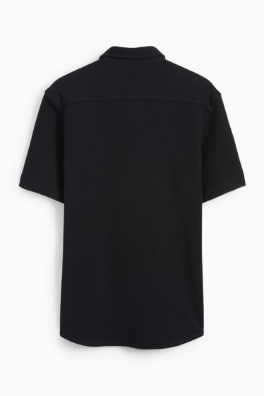 Herren - Hemd - Regular Fit - Kent - strukturiert - schwarz