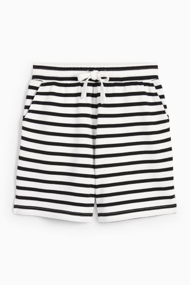 Women - Basic sweat shorts - striped - white / black