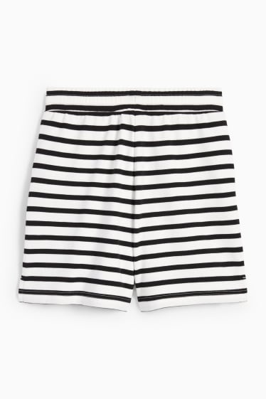 Donna - Shorts di felpa basic - a righe - bianco / nero