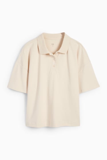 Damen - Basic-Poloshirt - hellbeige