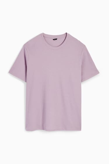 Mężczyźni - T-shirt - teksturowany - jasnofioletowy