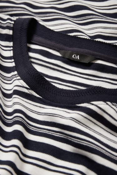 Men - T-shirt - striped - dark blue