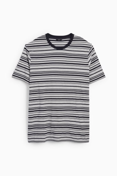 Men - T-shirt - striped - dark blue