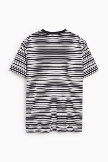 Men - T-shirt - striped - dark blue