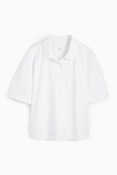 Damen - Basic-Poloshirt - weiss