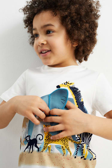 Enfants - Safari - ensemble - T-shirt et short - 2 pièces - blanc crème