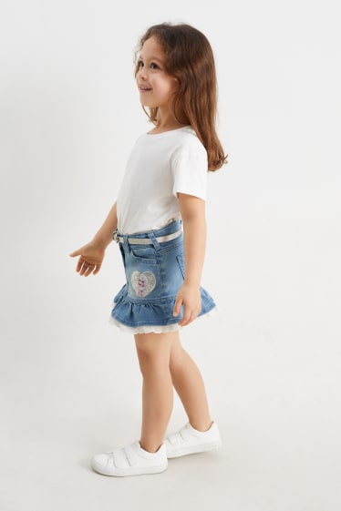 Dzieci - Kraina Lodu - spódnica dżinsowa z paskiem - dżins-jasnoniebieski