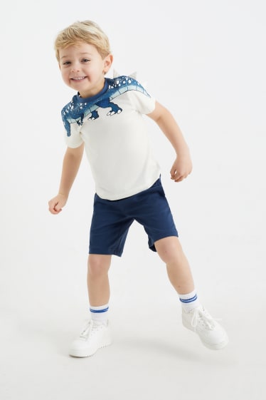 Kinder - Dino - Set - Kurzarmshirt und Shorts - 2 teilig - cremeweiß