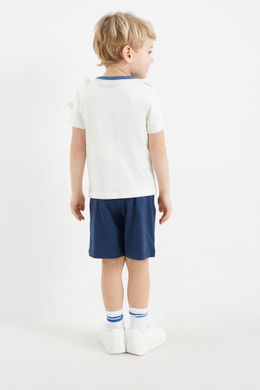 Dětské - Motiv dinosaura - souprava - tričko s krátkým rukávem a šortky - 2dílná - krémově bílá